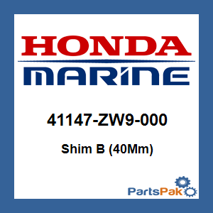 Honda 41147-ZW9-000 Shim B (40Mm); 41147ZW9000