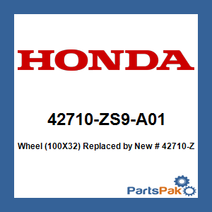 Honda 42710-ZS9-A01 Wheel (100X32); New # 42710-ZS9-A02