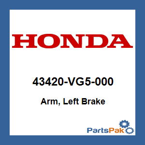 Honda 43420-VG5-000 Arm, Left Brake; 43420VG5000