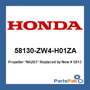 Honda 58130-ZW4-H01ZA Propeller *Nh283* (Satin Grey); New # 58130-ZW4-H02ZA
