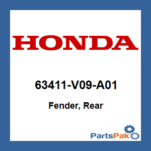 Honda 63411-V09-A01 Fender, Rear; 63411V09A01