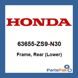 Honda 63655-ZS9-N30 Frame, Rear (Lower); 63655ZS9N30