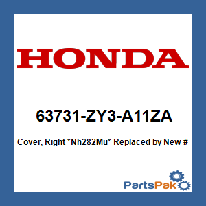 Honda 63731-ZY3-A11ZA Cover, Right *Nh282Mu* (Oyster Silver); New # 63731-ZY3-A12ZA