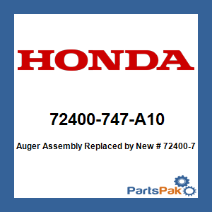 Honda 72400-747-A10 Auger Assembly; New # 72400-747-A12