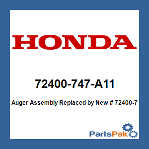 Honda 72400-747-A11 Auger Assembly; New # 72400-747-A12