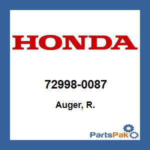 Honda 72998-0087 Auger, Right; 729980087