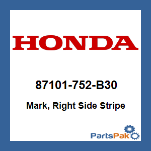 Honda 87101-752-B30 Mark, Right Side Stripe; 87101752B30