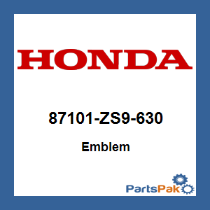 Honda 87101-ZS9-630 Emblem; 87101ZS9630