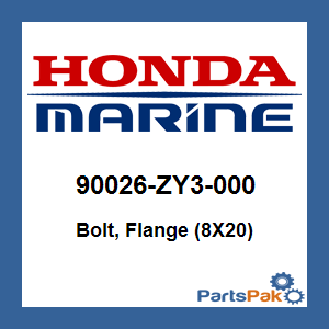 Honda 90026-ZY3-000 Bolt, Flange (8X20); 90026ZY3000