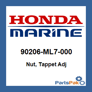Honda 90206-ML7-000 Nut, Tappet Adj; 90206ML7000