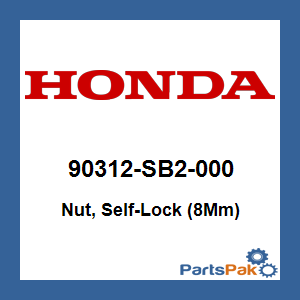 Honda 90312-SB2-000 Nut, Self-Lock (8Mm); 90312SB2000