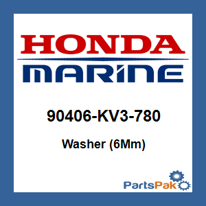Honda 90406-KV3-780 Washer (6Mm); 90406KV3780