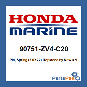 Honda 90751-ZV4-C20 Pin, Spring (3.0X22); New # 90751-ZV4-C21