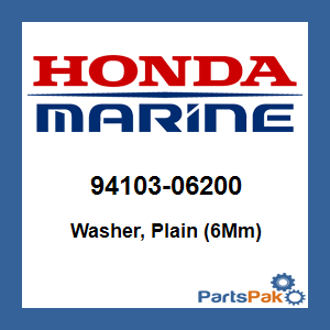 Honda 94103-06200 Washer, Plain (6Mm); 9410306200