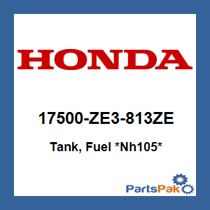 Honda 17500-ZE3-813ZE Tank, Fuel *NH105* (Matte Black); 17500ZE3813ZE