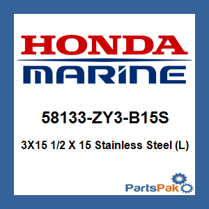 Honda 58133-ZY3-B15S Propeller, 3-blade 15-1/2 X 15 Stainless Steel (Lefthand); 58133ZY3B15S