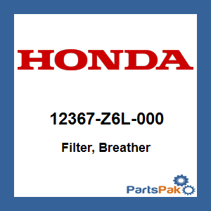 Honda 12367-Z6L-000 Filter, Breather; 12367Z6L000