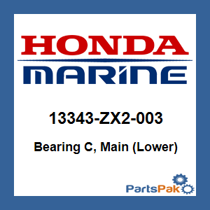 Honda 13343-ZX2-003 Bearing C, Main (Lower); 13343ZX2003
