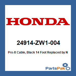Honda 24914-ZW1-004 Pro-X Cable, Black 14 Foot; New # 24914-ZY3-7100