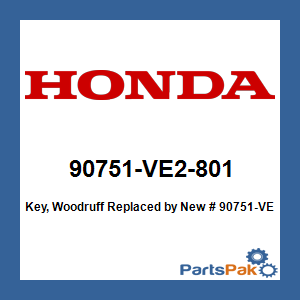 Honda 90751-VE2-801 Key, Woodruff; New # 90751-VE2-M00