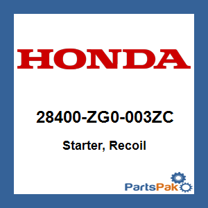 Honda 28400-ZG0-003ZC Starter, Recoil; 28400ZG0003ZC