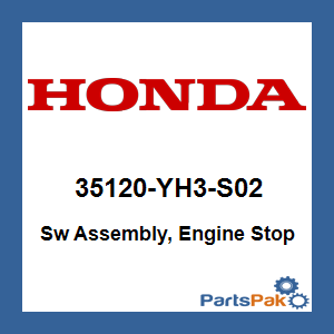 Honda 35120-YH3-S02 Sw Assembly, Engine Stop; 35120YH3S02