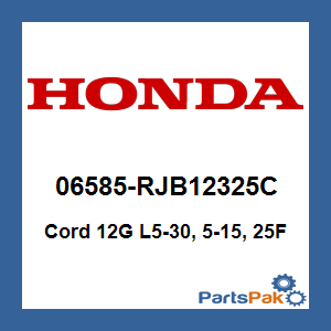 Honda 06585-RJB12325C Cord 12G L5-30, 5-15, 25F; 06585RJB12325C