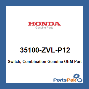 Honda 35100-ZVL-P12 Switch, Combination; 35100ZVLP12