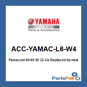 Yamaha ACC-YAMAC-L6-W4 Yamacool 60/40 Bl 32-Oz; New # ACC-YAMAC-BL-32