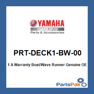 Yamaha PRT-DECK1-BW-00 1 A Warranty Boat/Wave Runner; PRTDECK1BW00