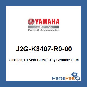 Yamaha J2G-K8407-R0-00 Cushion, Rf Seat Back, Gray; J2GK8407R000