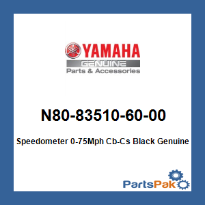 Yamaha N80-83510-60-00 Speedometer 0-75Mph Cb-Cs Black; N80835106000
