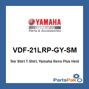 Yamaha VDF-21LRP-GY-SM Tee Shirt T-Shirt, Yamaha Revs Plus Henley Gray Small; VDF21LRPGYSM