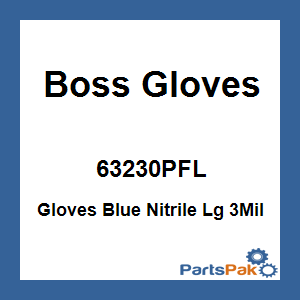Boss Gloves 63230PFL; Gloves Blue Nitrile Lg 3Mil