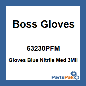 Boss Gloves 63230PFM; Gloves Blue Nitrile Med 3Mil
