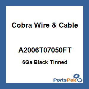 Cobra Wire & Cable A2006T07050FT; 6Ga Black Tinned