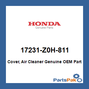 Honda 17231-Z0H-811 Cover, Air Cleaner; 17231Z0H811