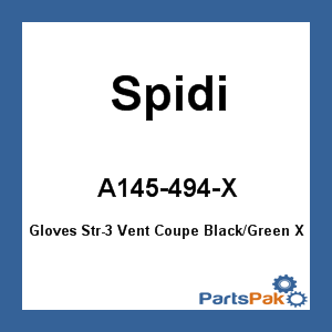 Spidi A145-494-X; Gloves Str-3 Vent Coupe Black / Green X