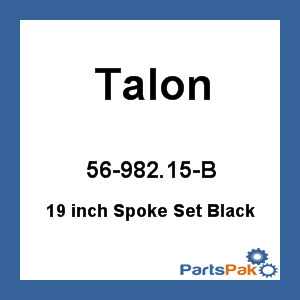 Talon 56-982.15-B; 19 inch Spoke Set Black