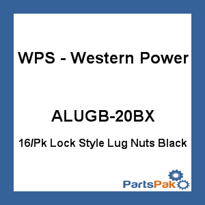 WPS - Western Power Sports ALUGB-20BX; 16-Pack Lock Style Lug Nuts Black With Key 12-mm x1.50
