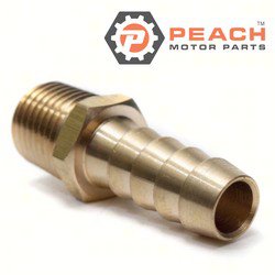 Peach Motor Parts PM-0375BARB-025NPT-BR Brass Fitting, 3/8 Inch Barb x 1/4 Inch Male NPT Coupler Connector Fuel Gas Air Oil; Fits Johnson® Evinrude® OMC®: 173312, 0173312, Moeller®: 03340510, S