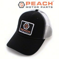 Peach Motor Parts PM-CLTH-HAT-012 Bio-Washed Trucker Hat Black / White Adjustable, 'Peach Motor Parts' Logo Patch; Fits ; PM-CLTH-HAT-012