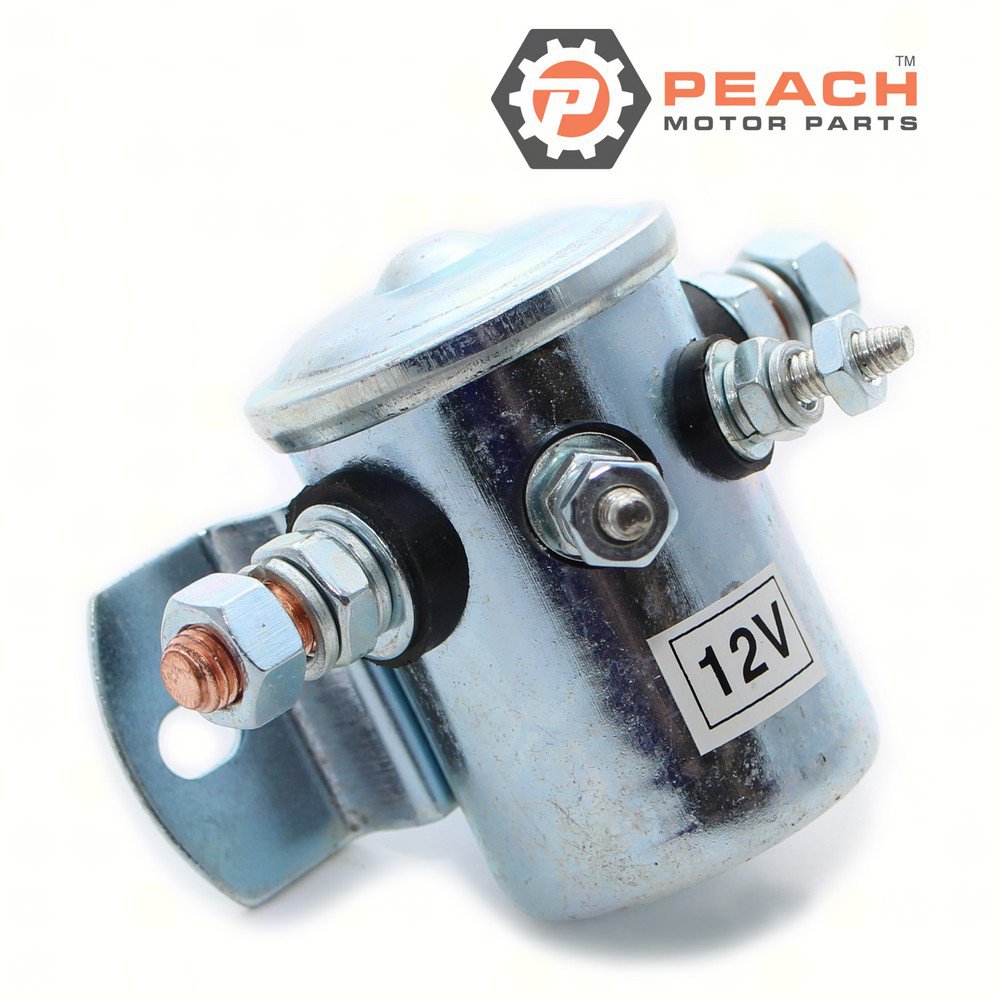 Peach Motor Parts PM-0378444 Solenoid, Starter (Isolated Base); Fits Johnson Evinrude OMC®: 0378444, 378444, 0277628, 277628, 0508905, 508905, Prestolite®: SAW4205, SAW4206, Delco®: 114206, 14-