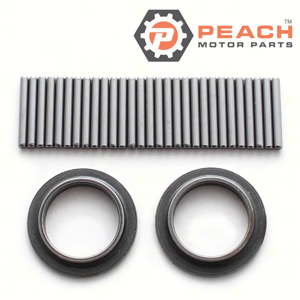 Peach Motor Parts PM-0395627 Bearing & Retainer Kit (Wrist Pin); Fits Johnson Evinrude OMC®: 0395627, 395627, Sierra®: 18-1374, GLM®: 16220, Mallory®: 9-51103, Wiseco®: W5217