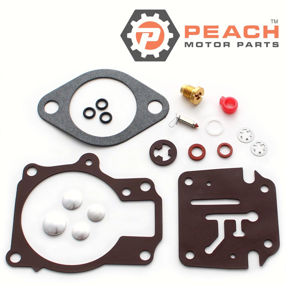 Peach Motor Parts PM-0396701 Carburetor Repair Kit (For single carburetor); Fits Johnson® Evinrude® OMC®: 392061, 0392061, 396701, 0396701, Sierra®: 18-7042, Mallory®: 9-37105, GLM®: 40560
