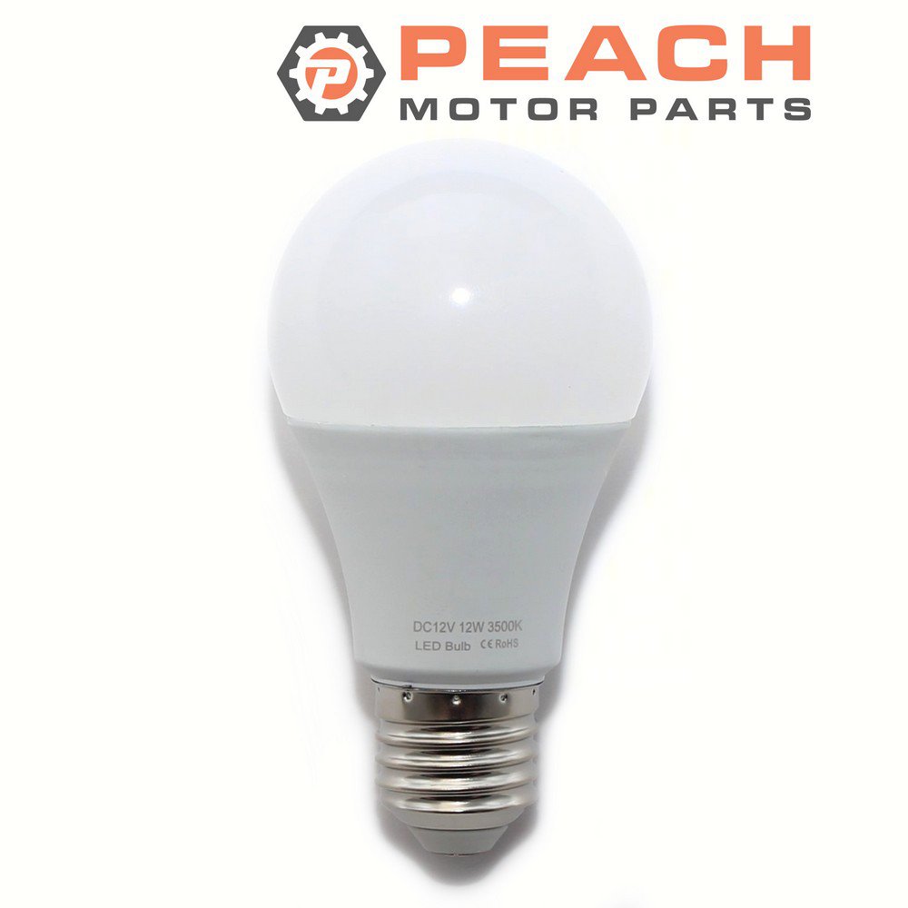 Peach Motor Parts PM-BULB-E27-DC12V12W940L-4 Light Bulb, DC-12V 12-Watt 940-Lumen A19-Style E27-Base Warm White (standard); Fits Feit Electric®: BPA800/830/LED-12
