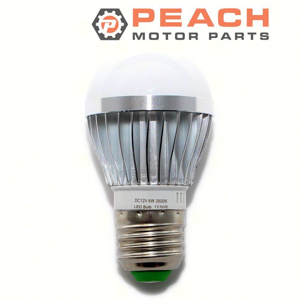 Peach Motor Parts PM-BULB-E27-DC12V6W480L-3 Light Bulb, DC-12V 6-Watt 480-Lumen A19-Style E27-Base Warm White (w/ cooling fins - longer life); Fits Scandvik®: 41037P