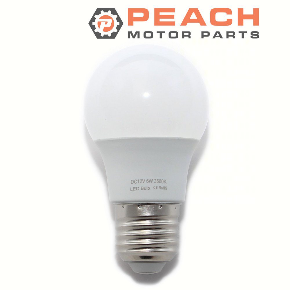 Peach Motor Parts PM-BULB-E27-DC12V6W480L-4 Light Bulb, DC-12V 6-Watt 480-Lumen A19-Style E27-Base Warm White (standard); Fits Scandvik®: 41037P