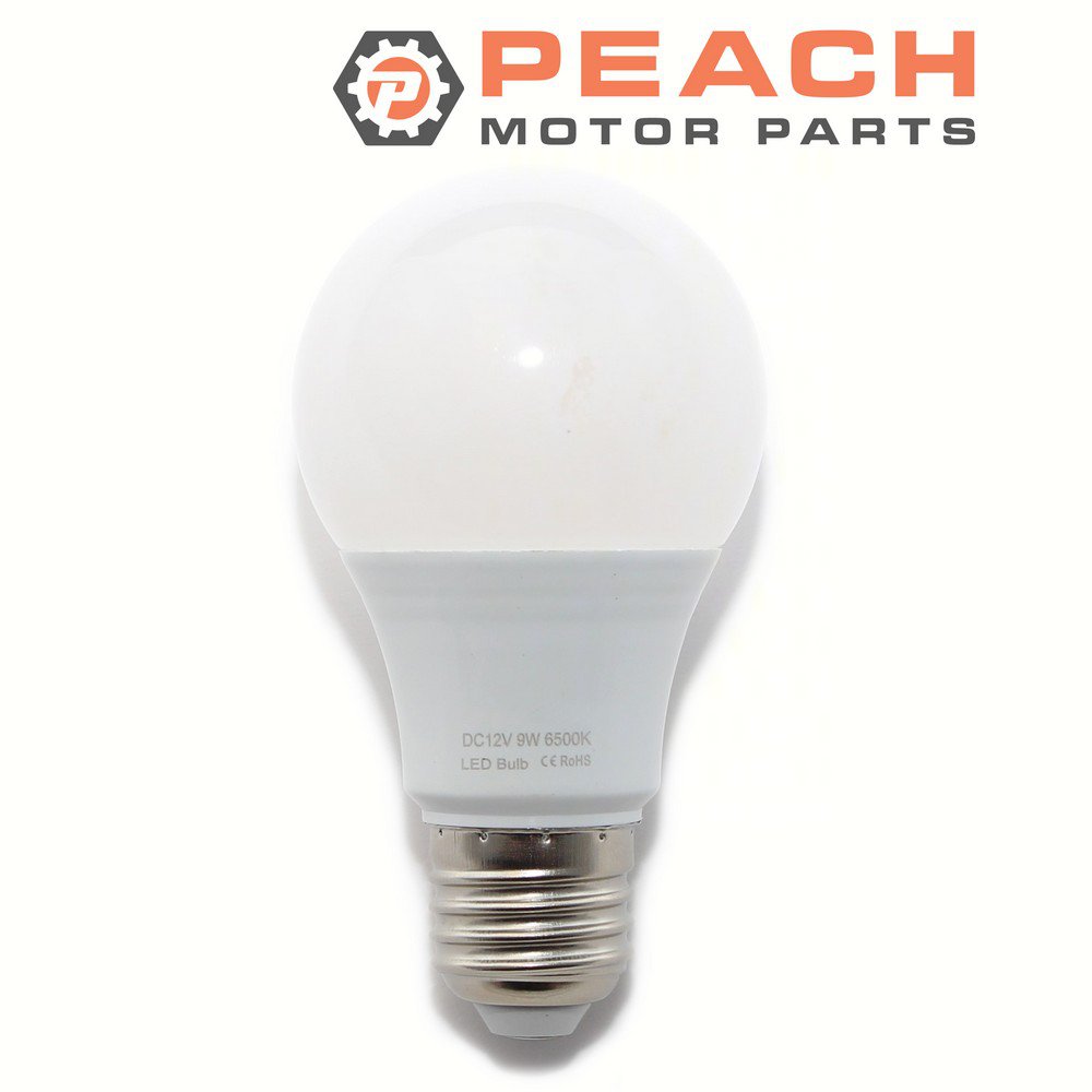 Peach Motor Parts PM-BULB-E27-DC12V9W700L-2 Light Bulb, DC-12V 9-Watt 700-Lumen A19-Style E27-Base Cold White (standard); Fits CEC®: 50A19BP
