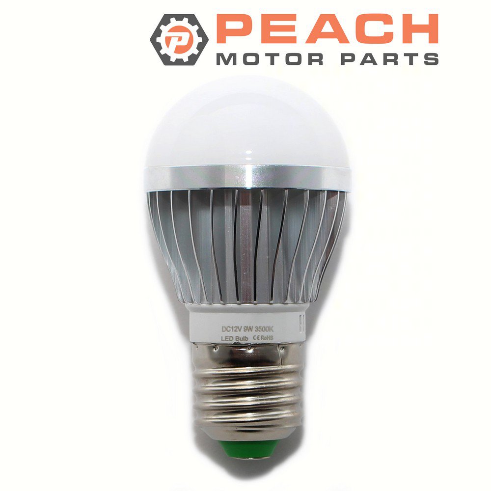 Peach Motor Parts PM-BULB-E27-DC12V9W700L-3 Light Bulb, DC-12V 9-Watt 700-Lumen A19-Style E27-Base Warm White (w/ cooling fins - longer life); Fits CEC®: 50A19BP, Feit Electric®: BOM60930CALED1
